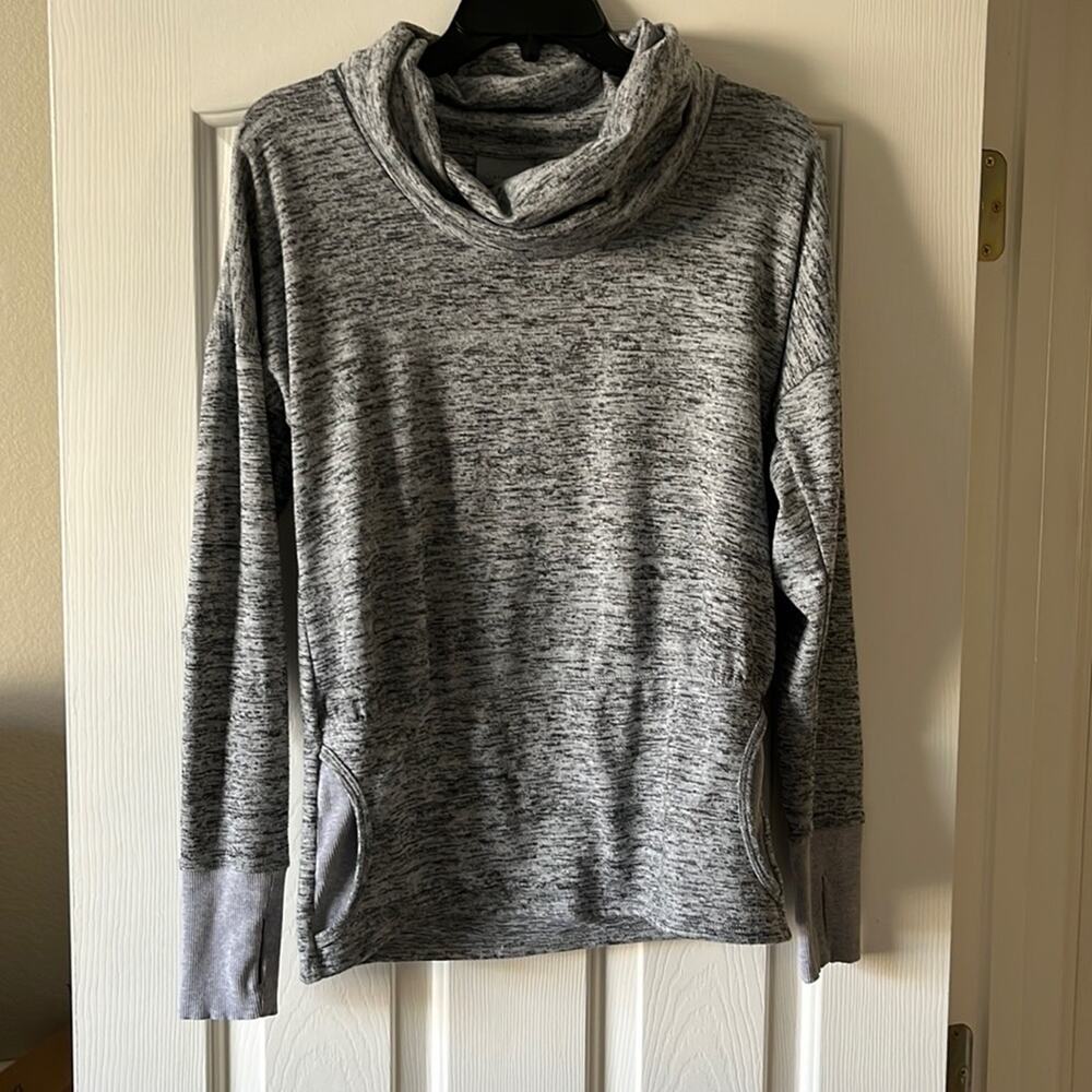 ATHLETA Cowl Neck Black And Gray Sweatshirt Size S.